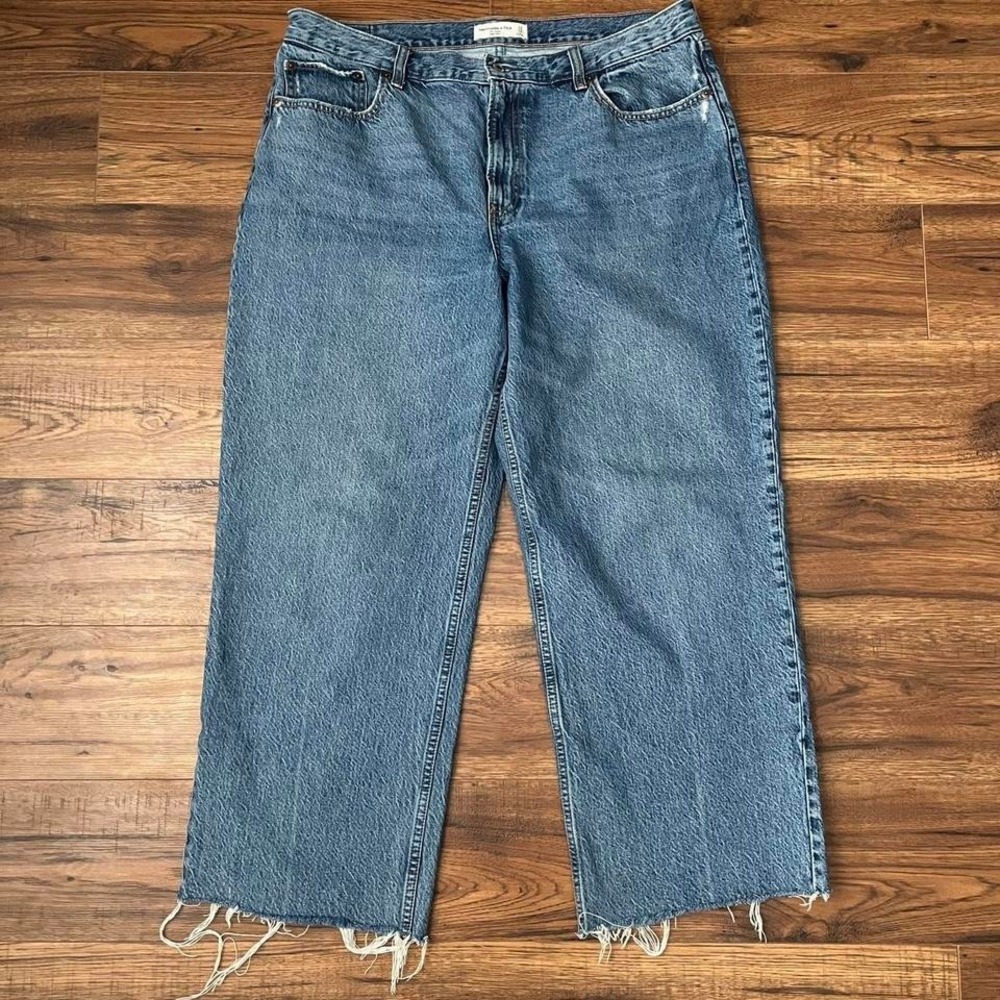 Abercrombie & Fitch‎ Loose High Rise Denim Jeans Women 33 16 Minimalist Classic